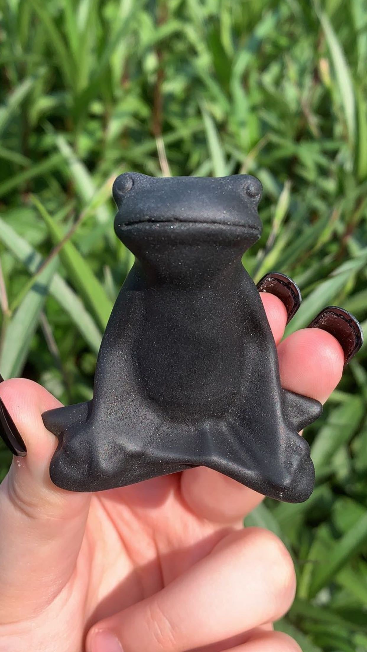 Obsidian Meditating Frog