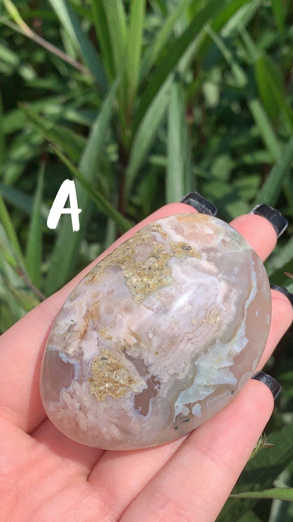 Flower Agate Palm Stone