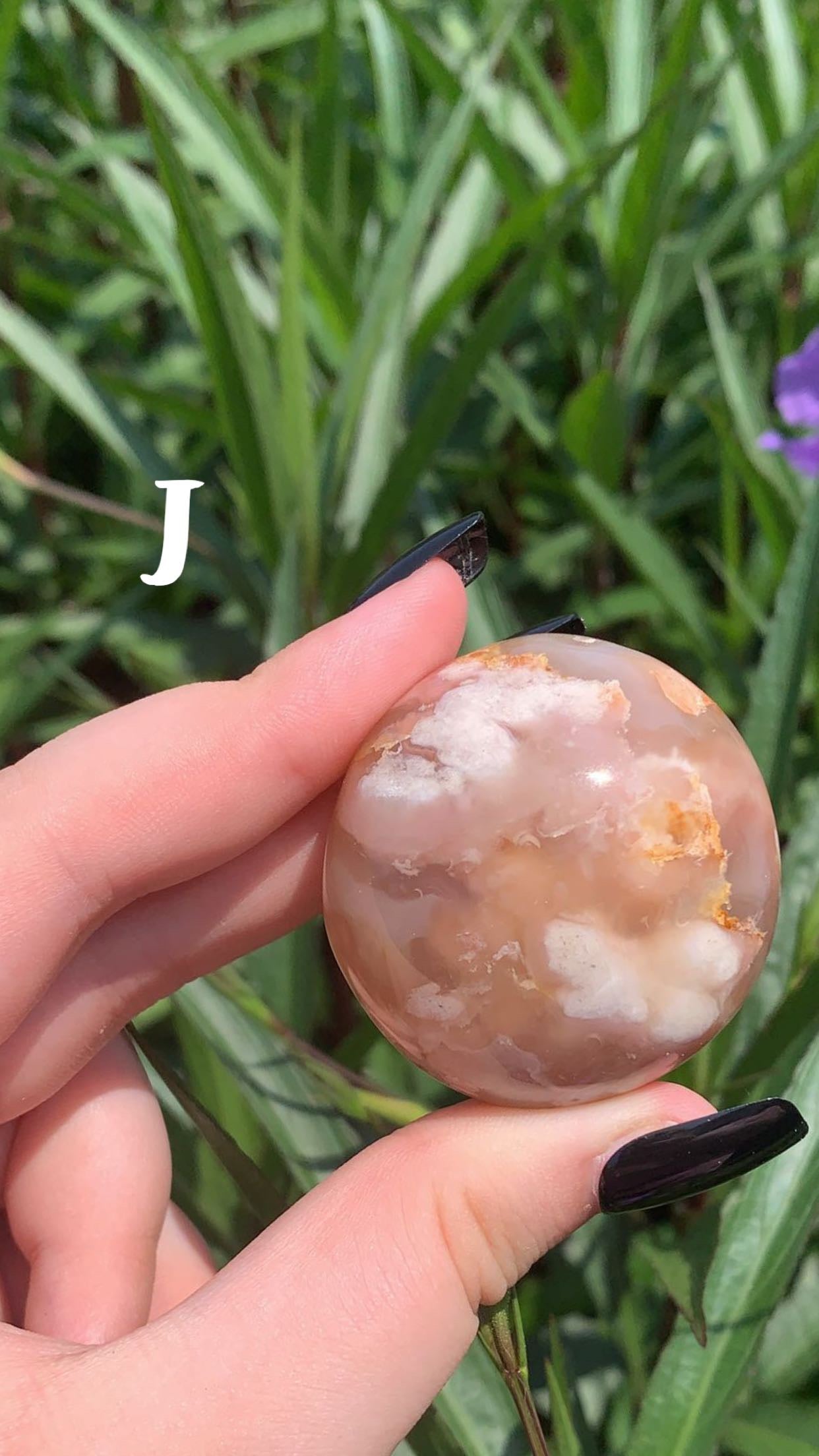 Flower Agate Palm Stone