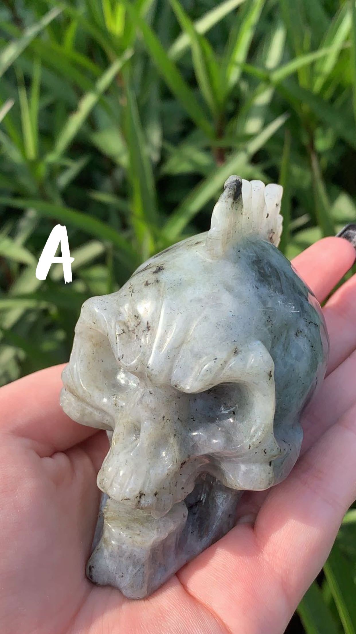 Labradorite Skull with Mohawk
