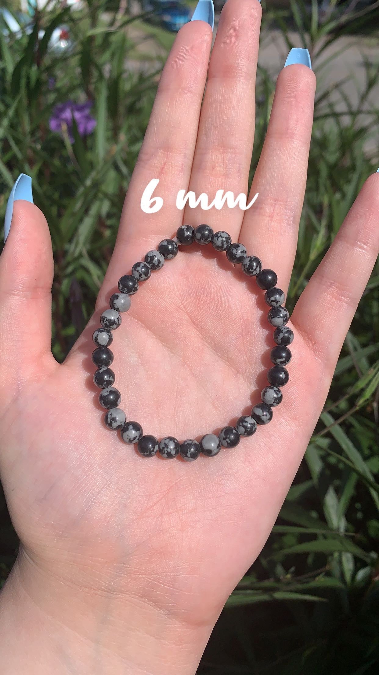 Snowflake Obsidian 6mm and Chips Bracelet