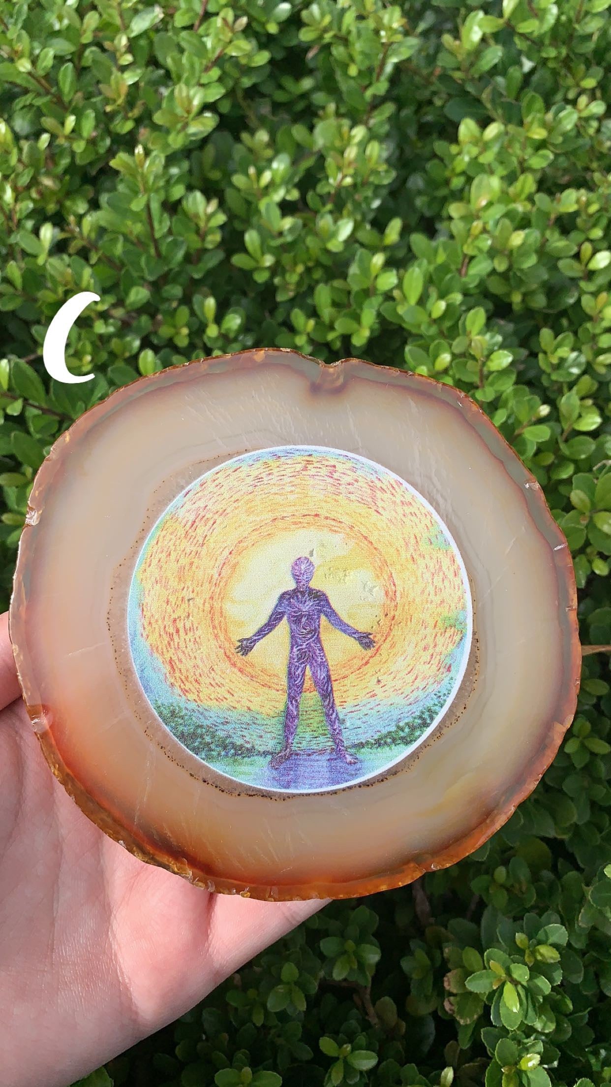 Large Agate Slab with Man in the Sun Print