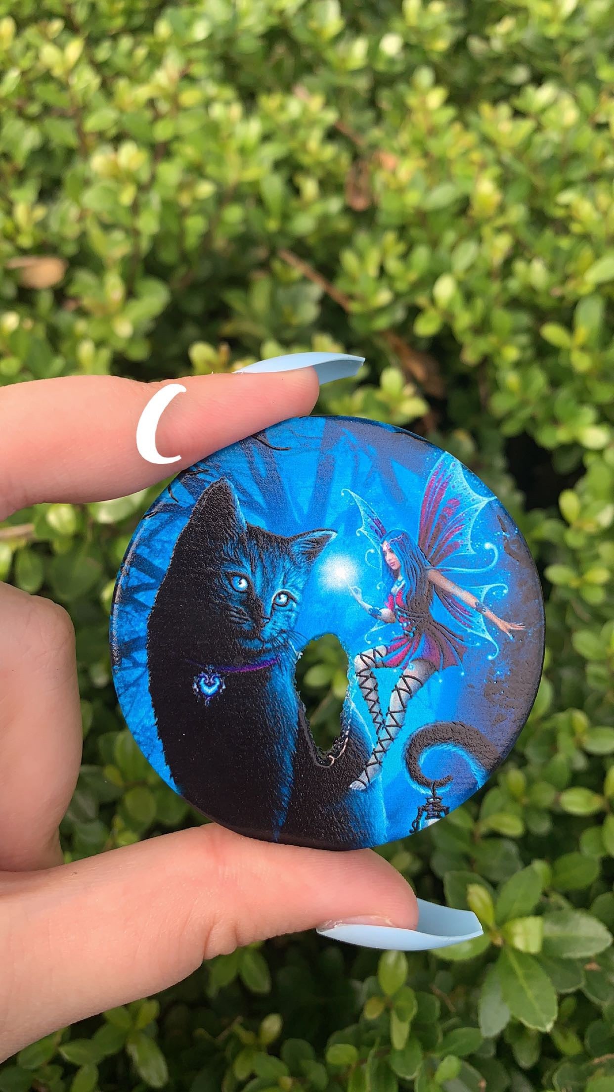 Small Agate Slab with A Black Cat and Fairy Print
