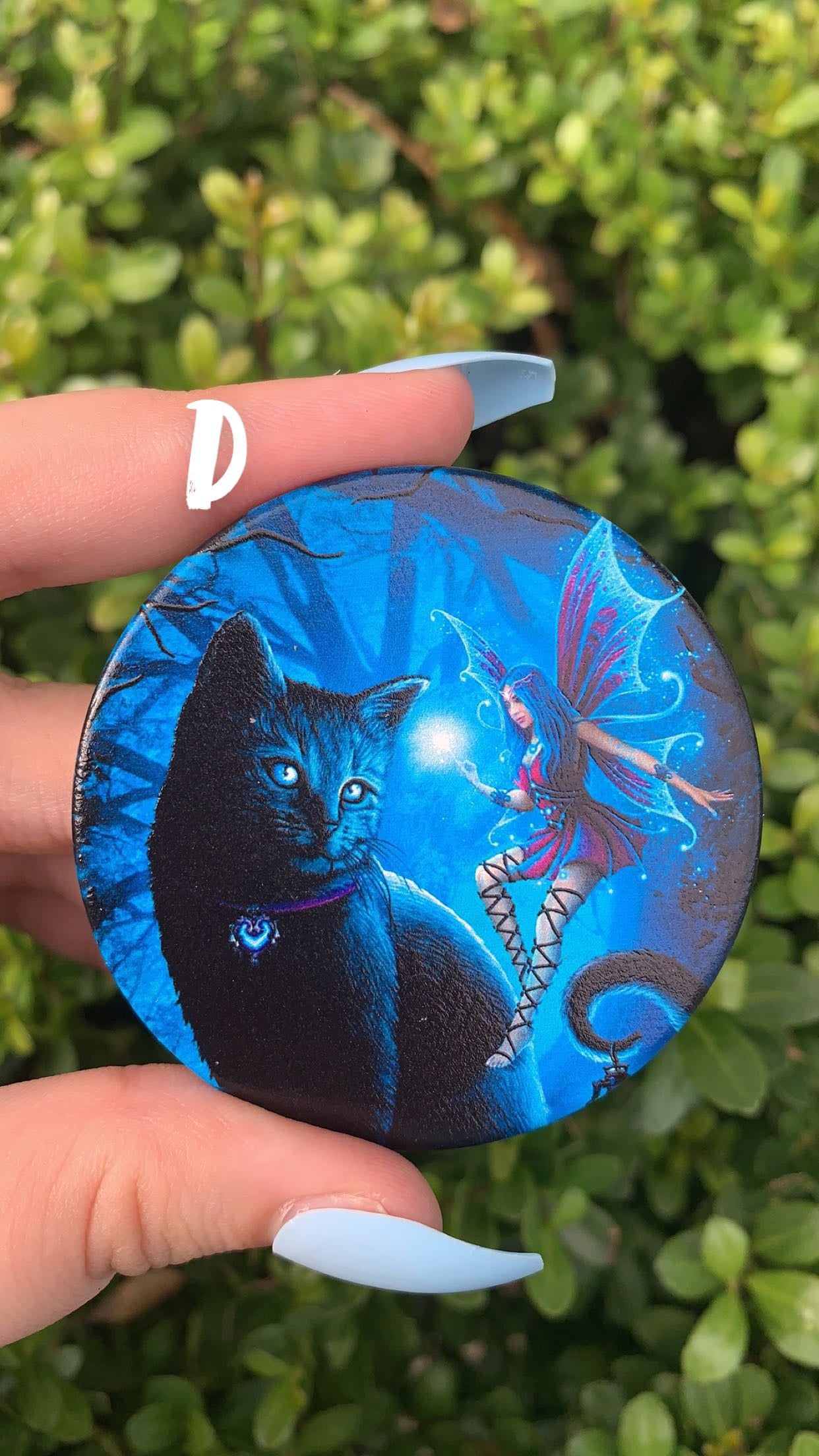 Small Agate Slab with A Black Cat and Fairy Print