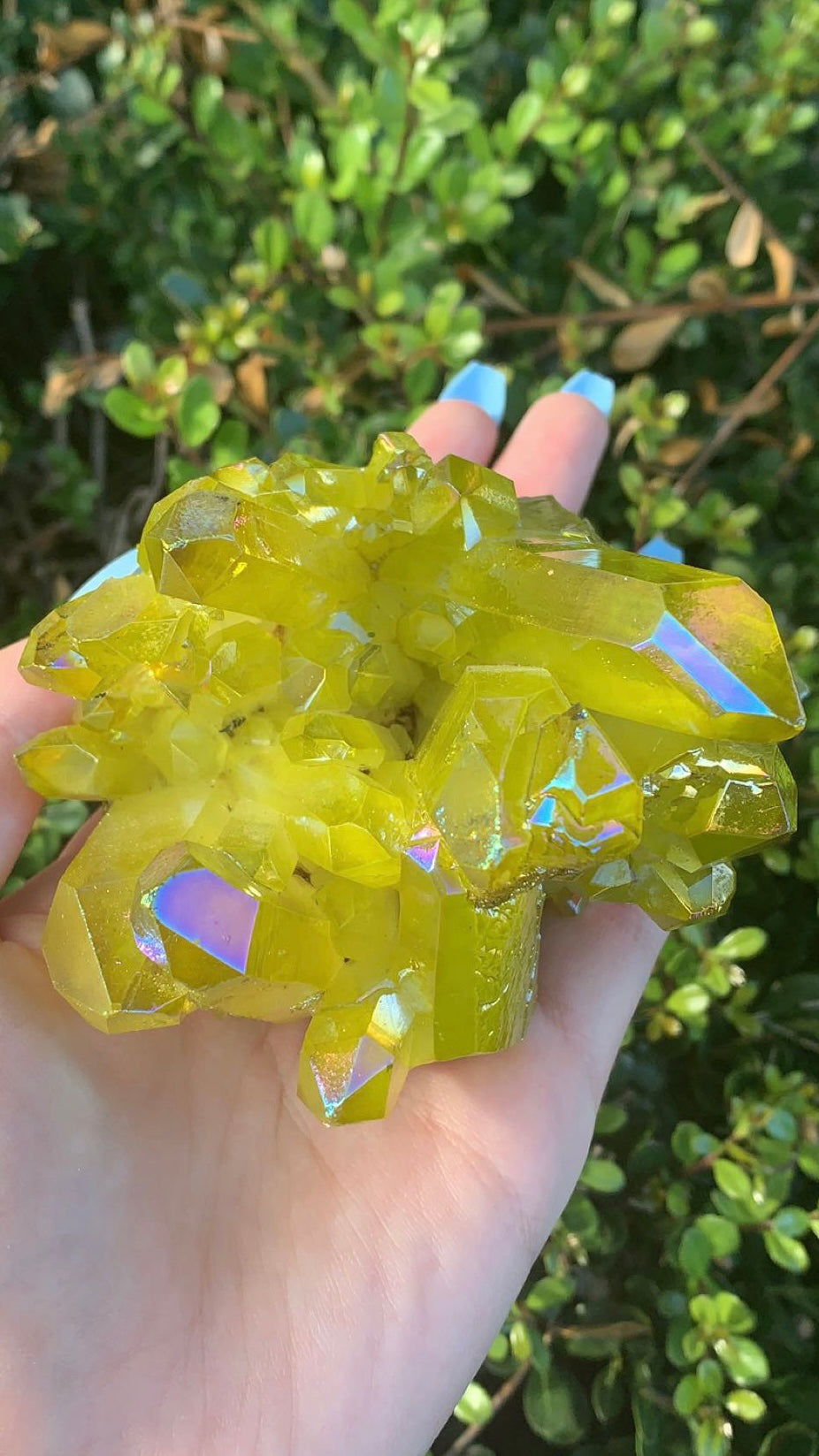 Green/Yellow Aura Quartz Cluster