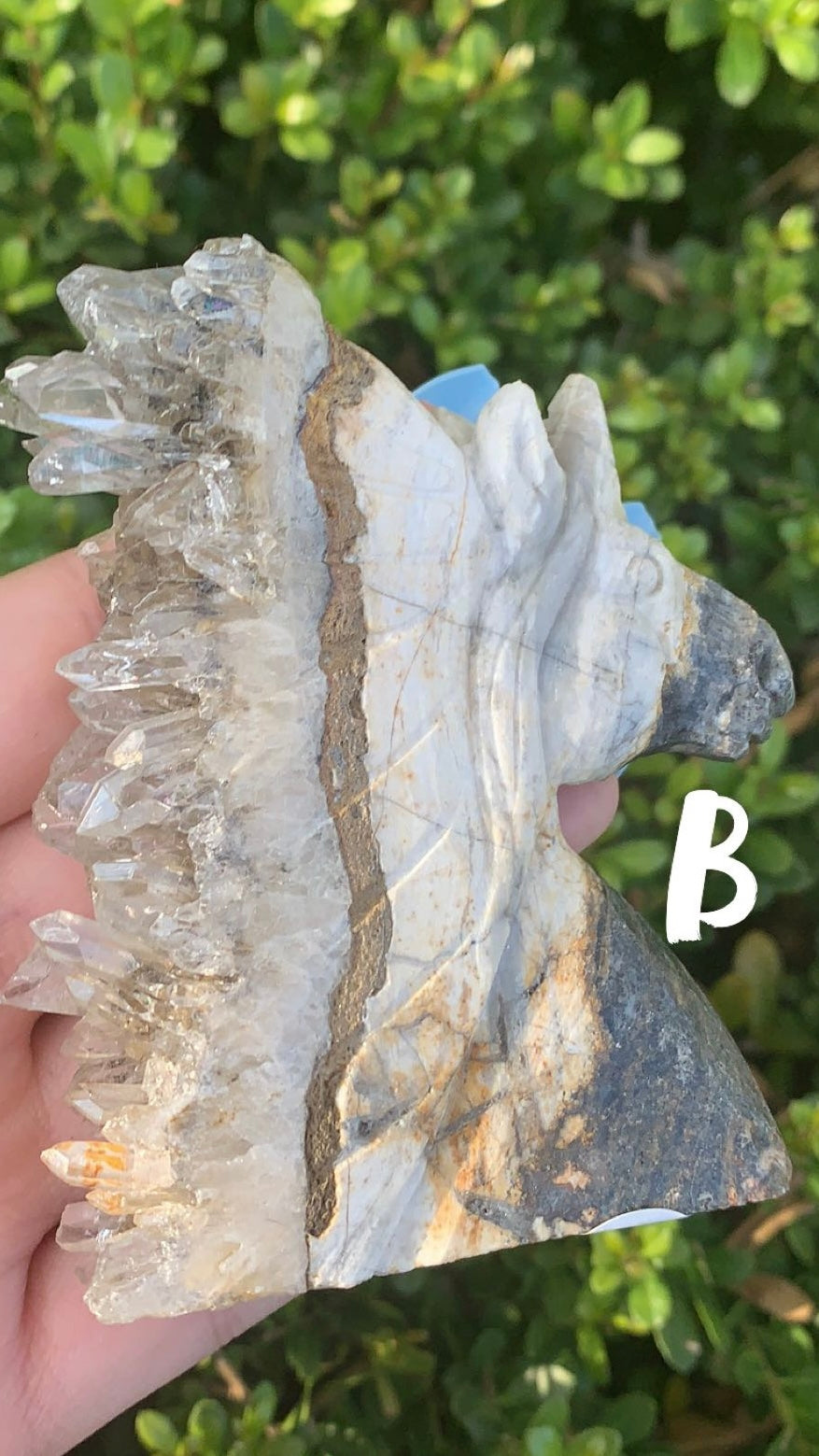 Unicorn Clear Quartz Cluster Carving