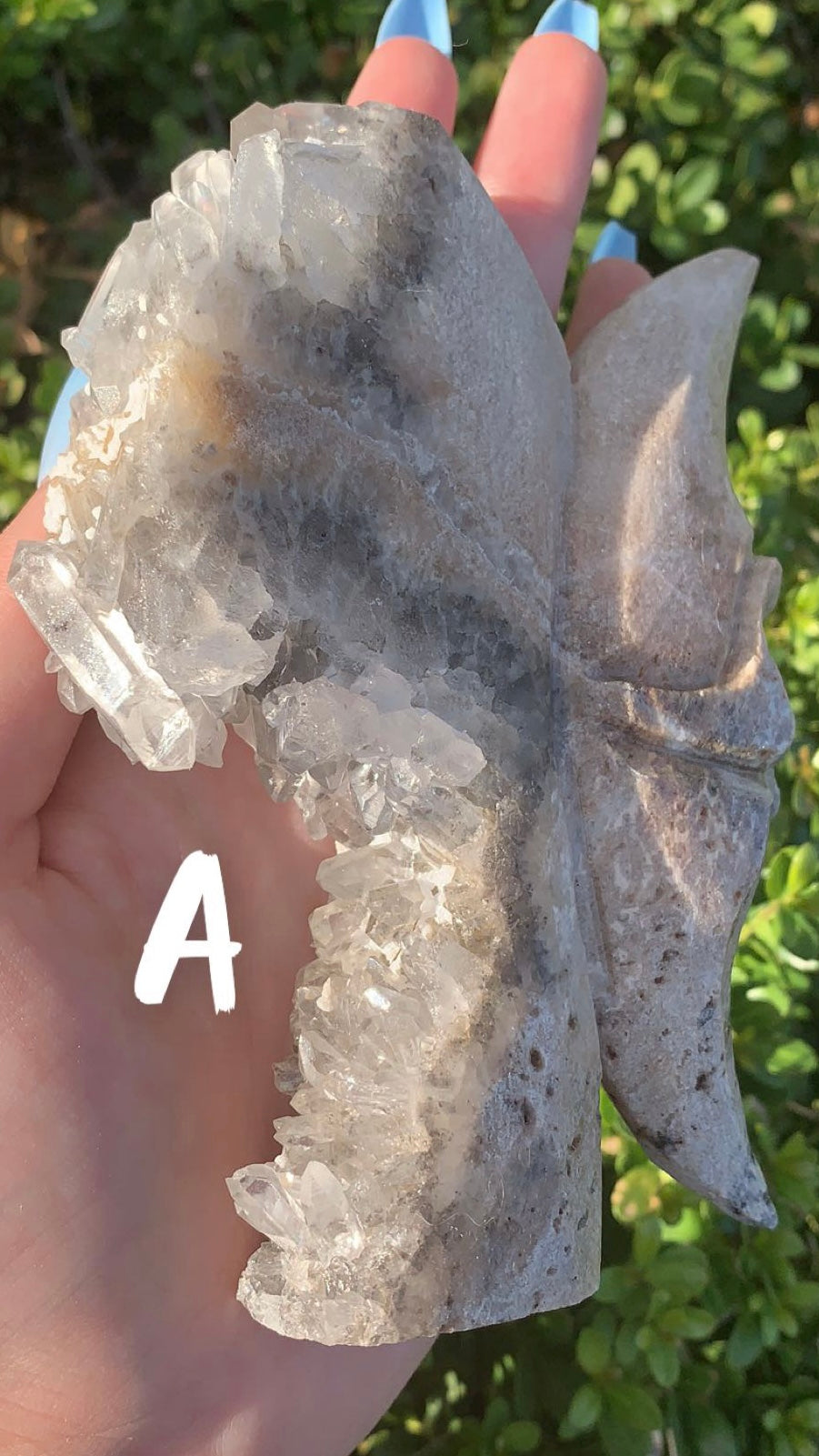 Creepy Moon Clear Quartz Cluster Carving