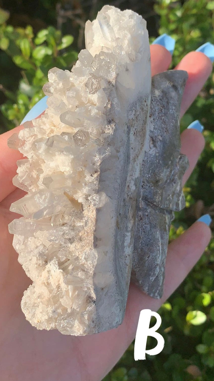Creepy Moon Clear Quartz Cluster Carving