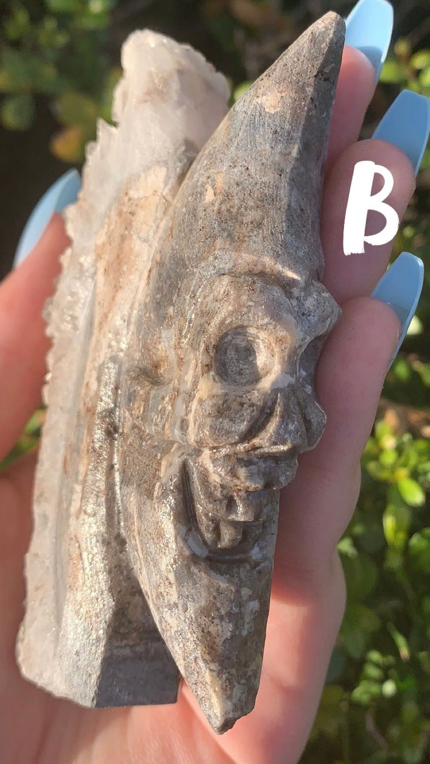 Creepy Moon Clear Quartz Cluster Carving