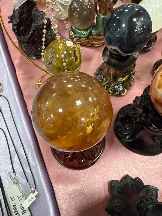 Honey Calcite Sphere