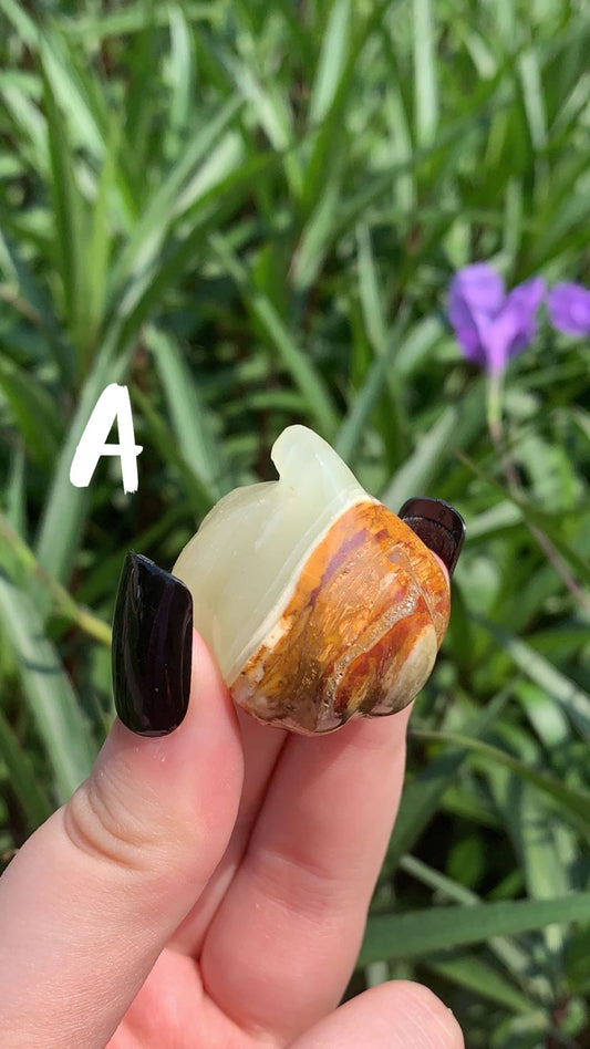 Small Green Banded Calcite Pumpkins