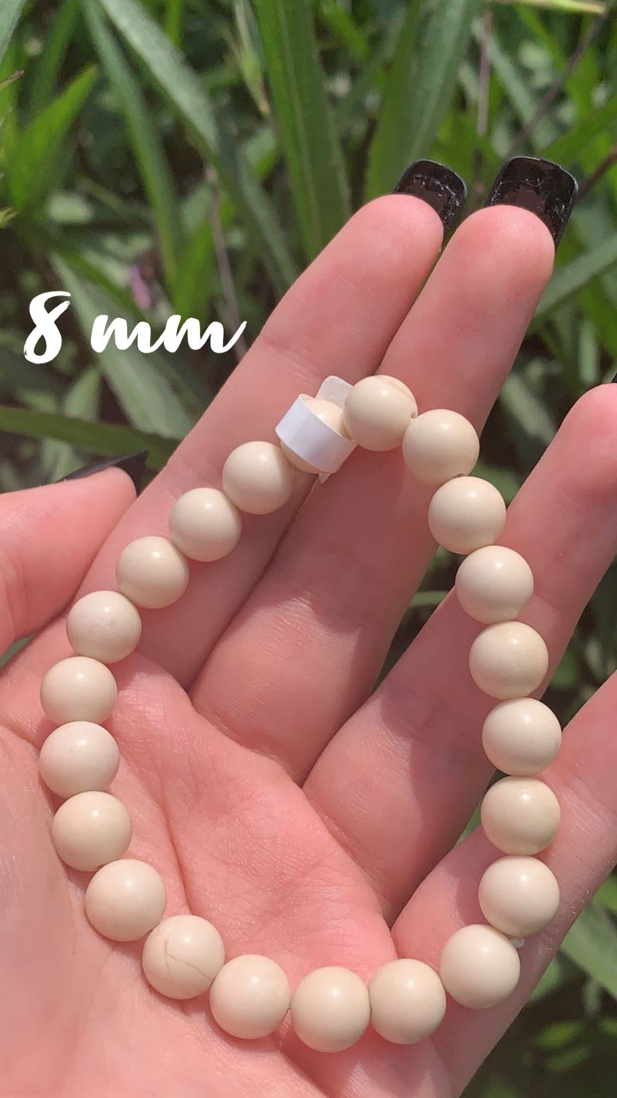 White Fossil Stone 8mm Bracelet