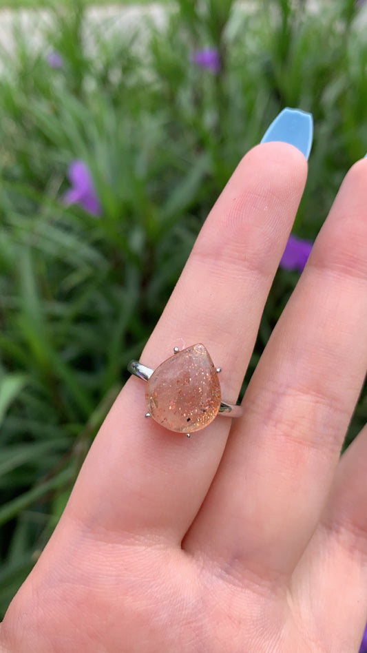 S925 Adjustable Sunstone Ring