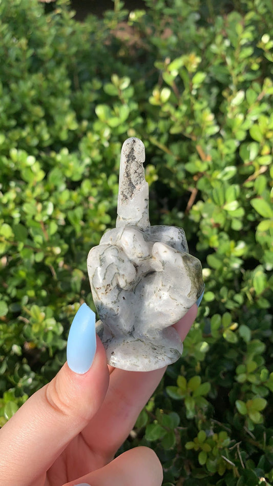 Moss Agate Middle Finger