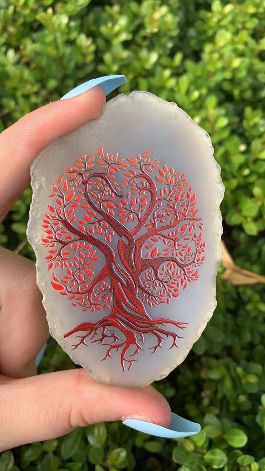 Agate Slab with Tree Print