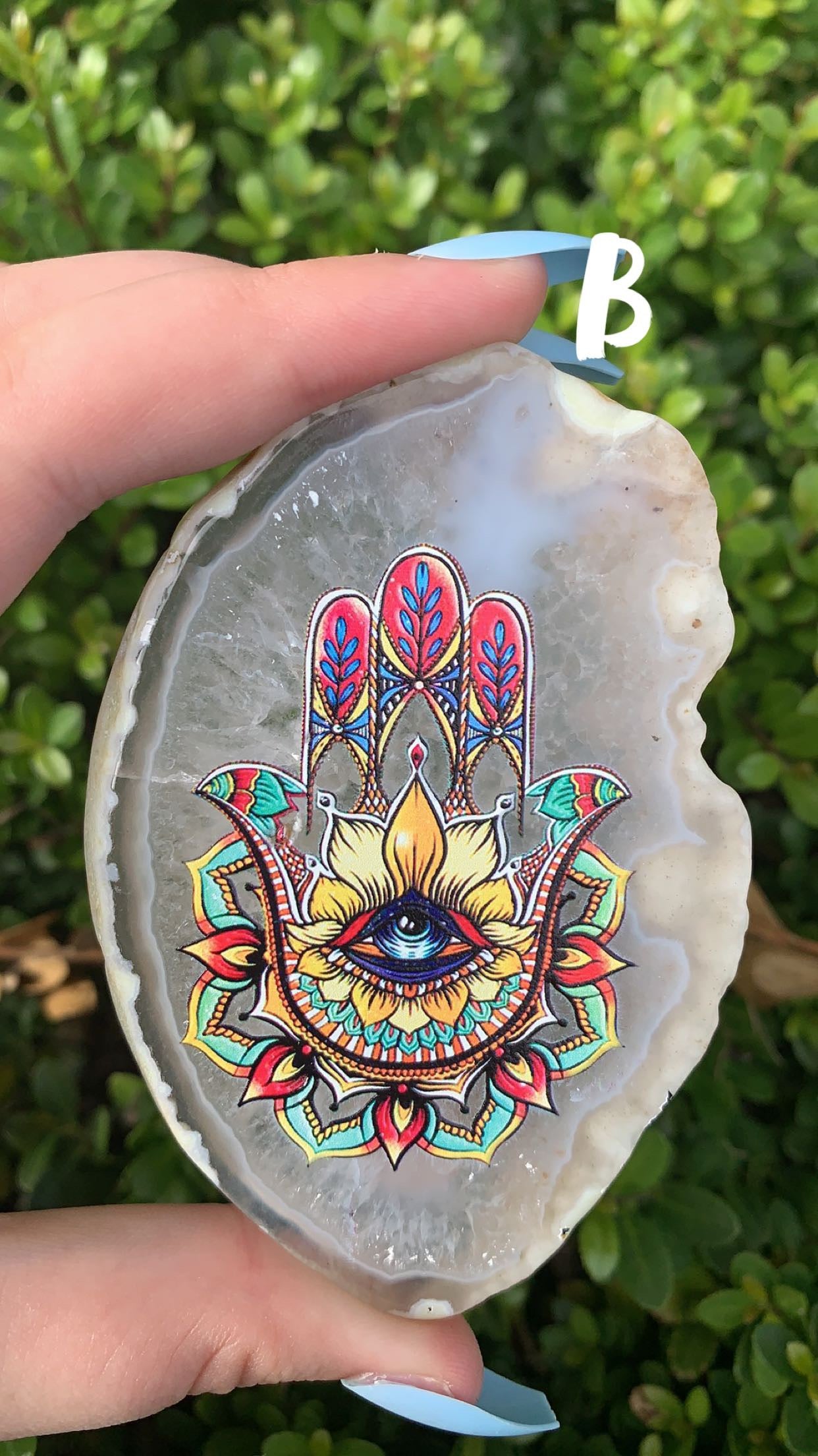 Agate Slab with Hamsa Hand Print