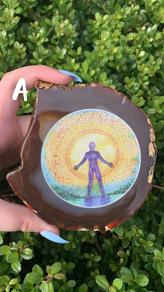 Large Agate Slab with Man in the Sun Print