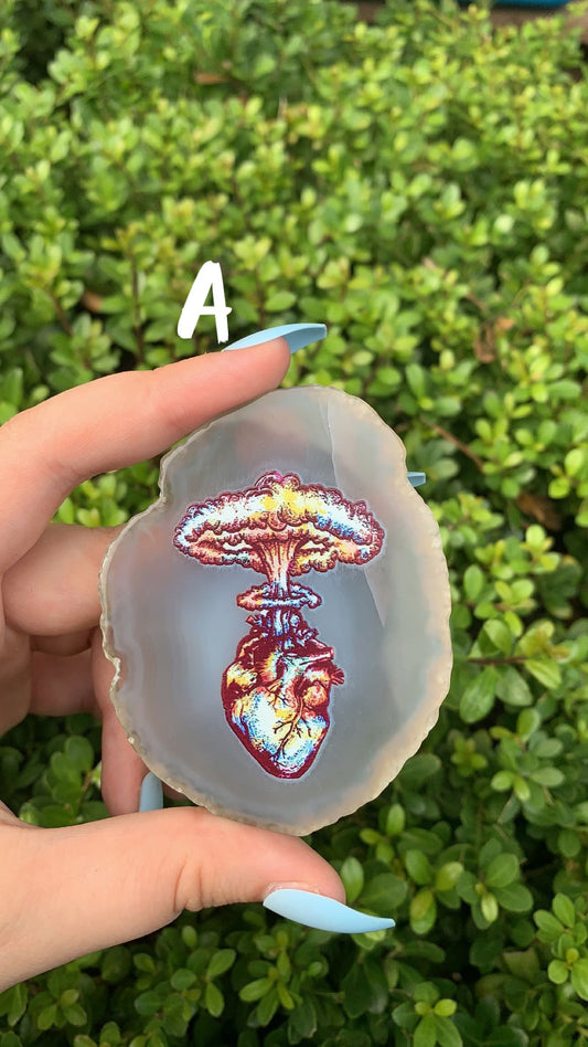 Agate Slab with Explosive Heart Print