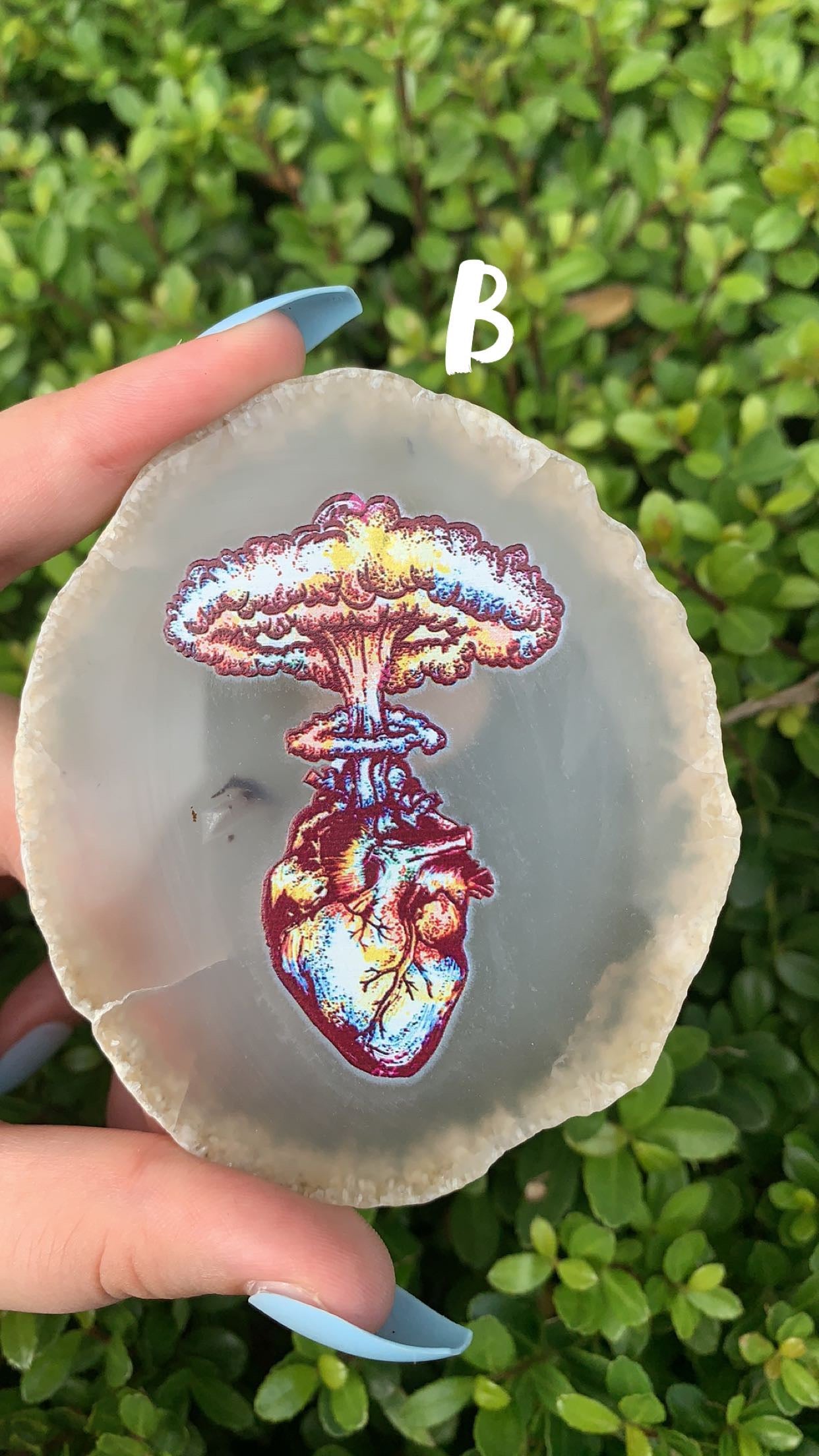 Agate Slab with Explosive Heart Print