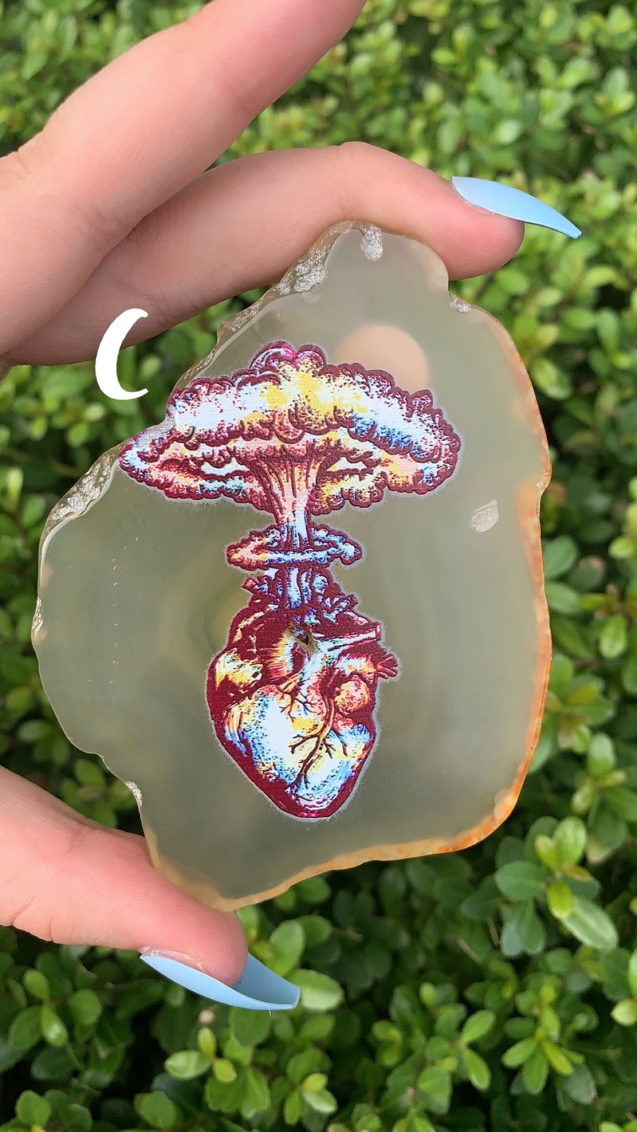 Agate Slab with Explosive Heart Print