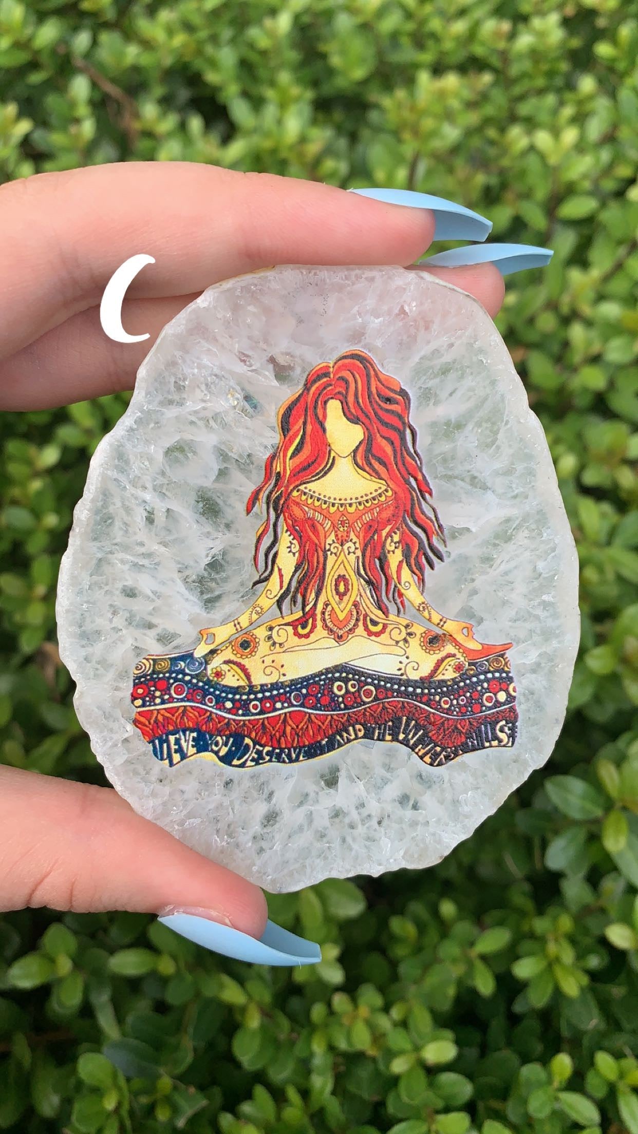 Agate Slab with Meditating Woman Print