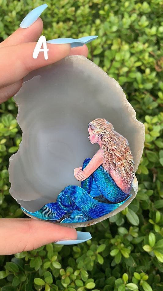 Agate Slab with Mermaid Print