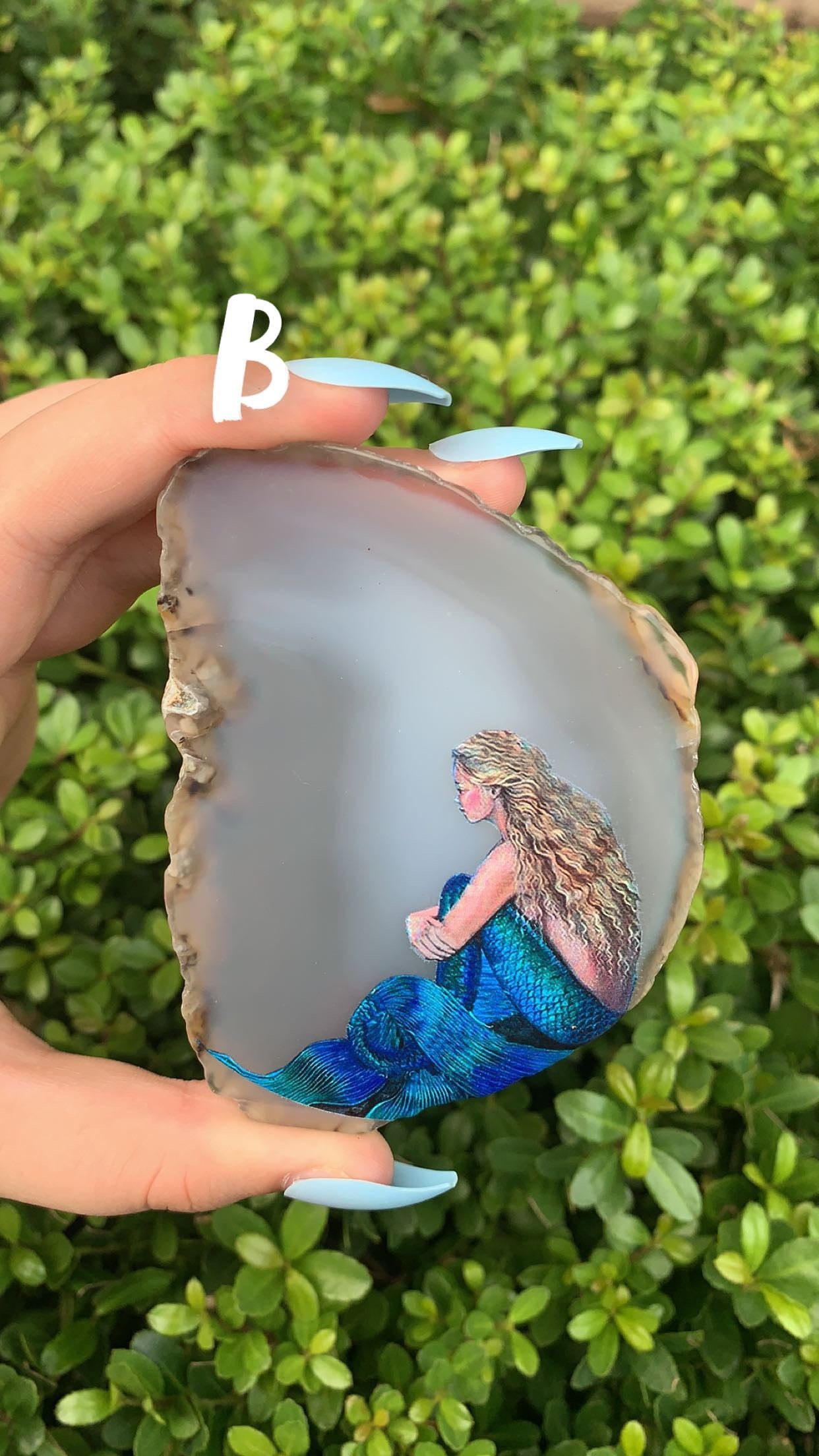 Agate Slab with Mermaid Print