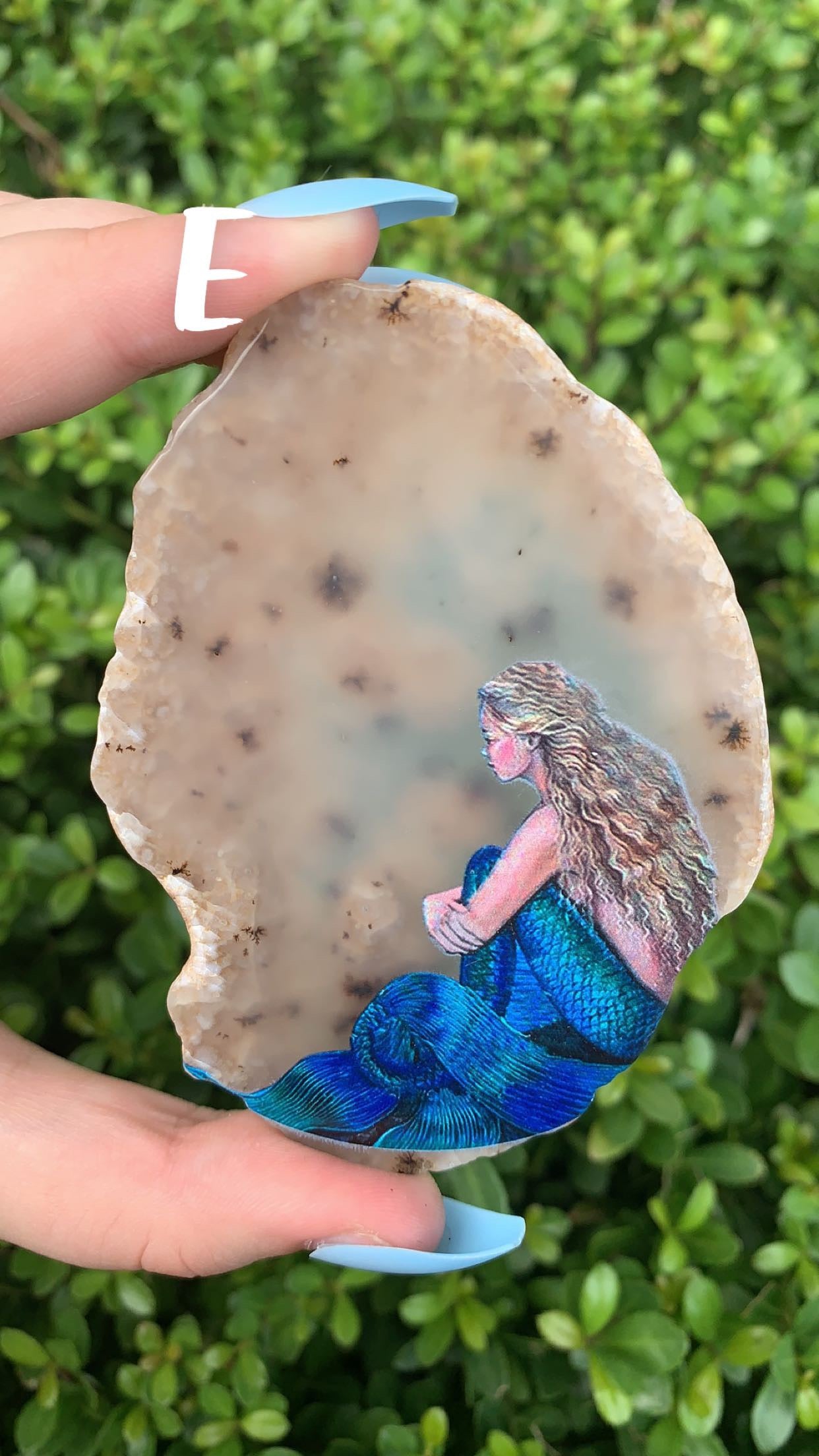 Agate Slab with Mermaid Print