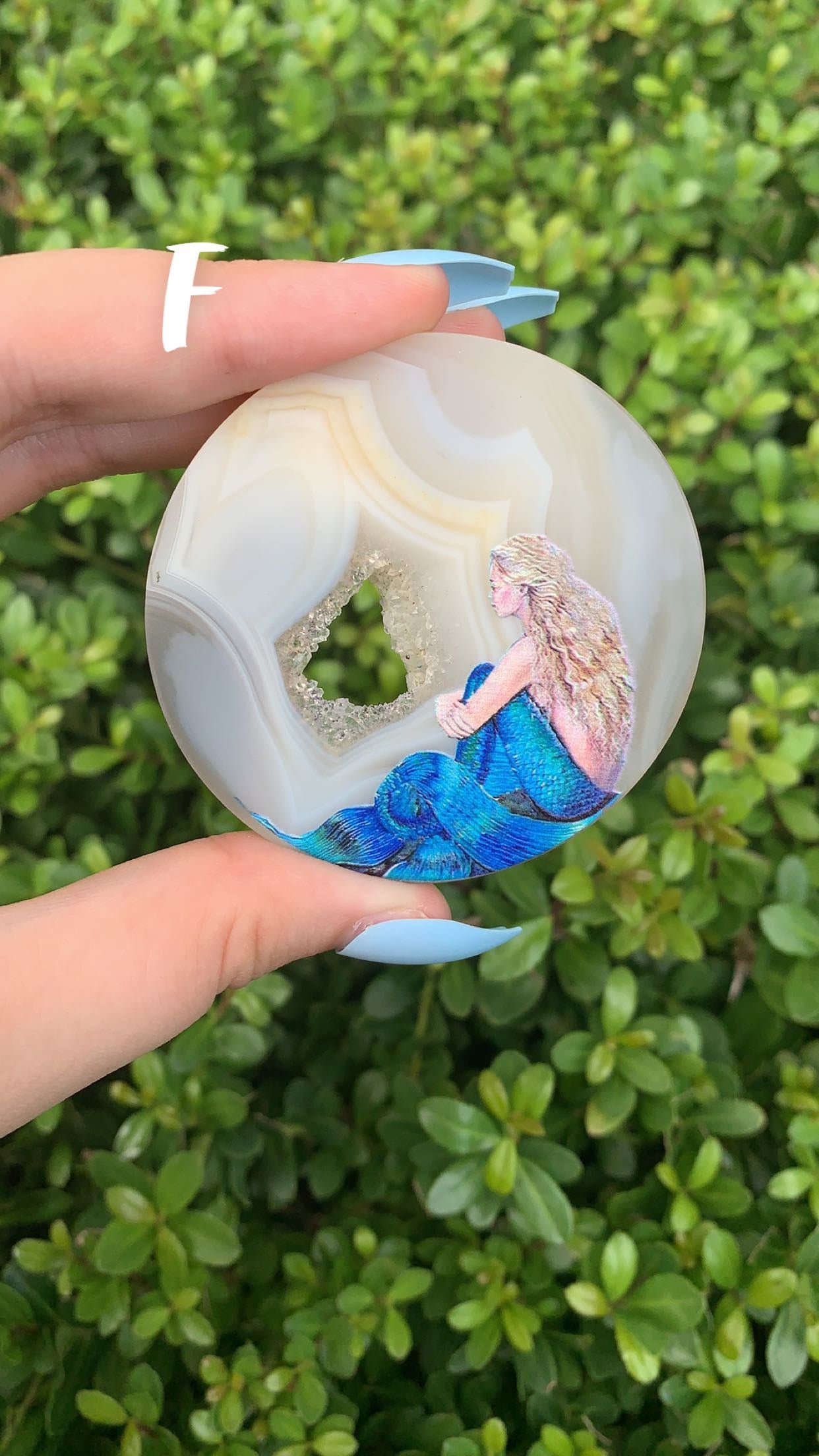 Agate Slab with Mermaid Print