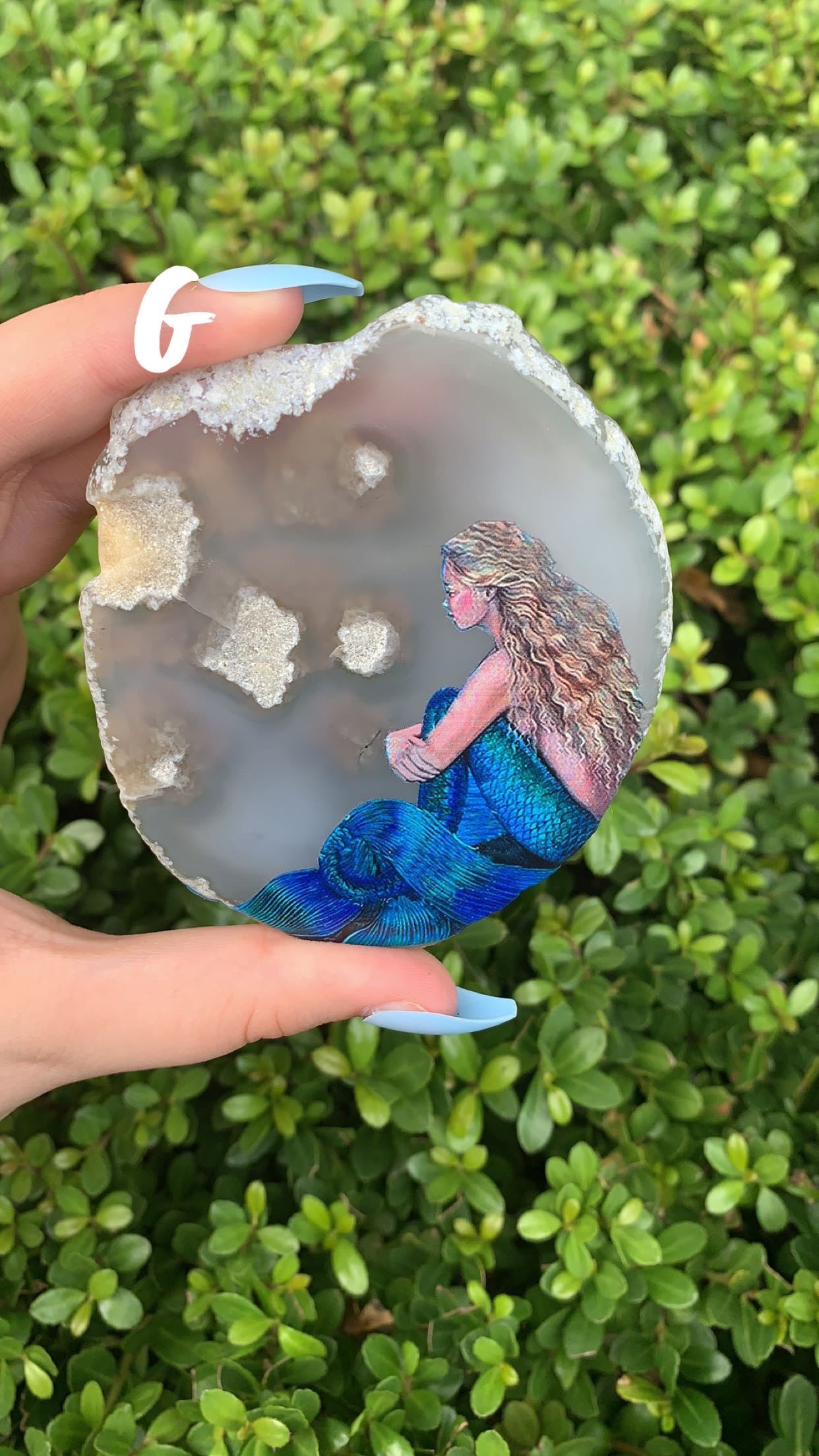 Agate Slab with Mermaid Print