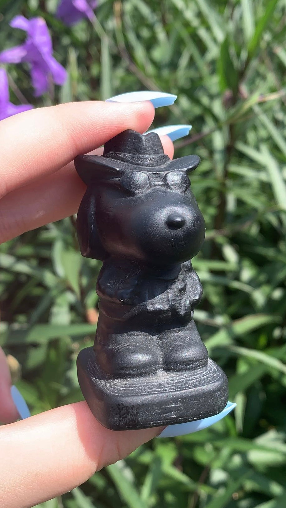 Obsidian Dog with Hat